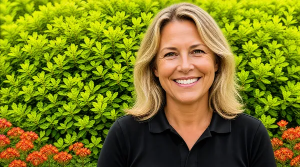 Friendly Woman Portrait in Lush Garden