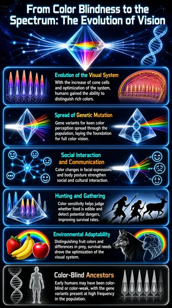 Evolution of Human Vision: From Blindness to Color