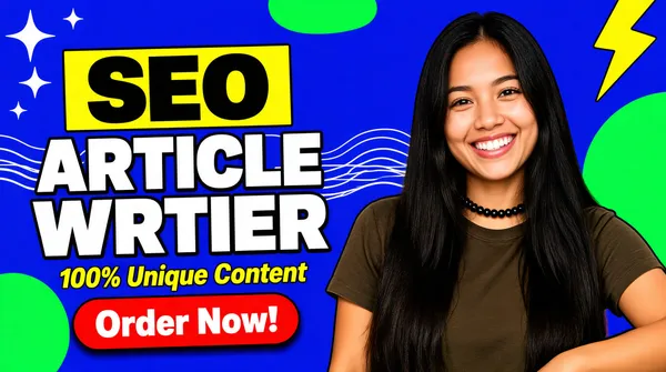 SEO Article Writer Bold Promotional Cover