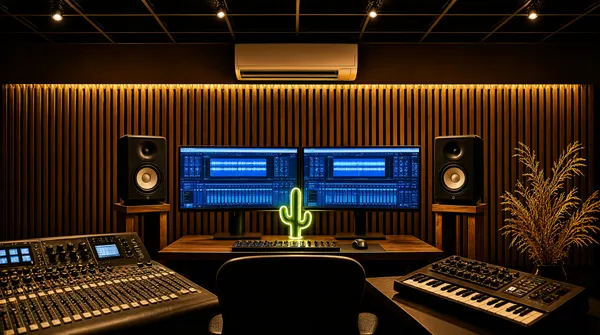 Moody Home Studio at Night