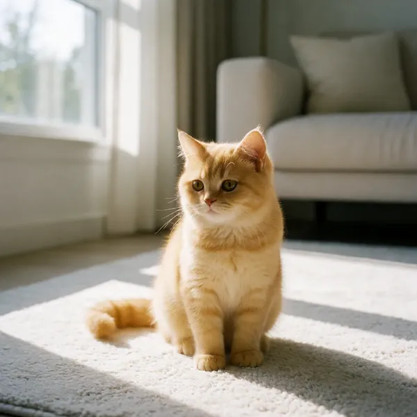 Fluffy Yellow Tabby Cat Portrait