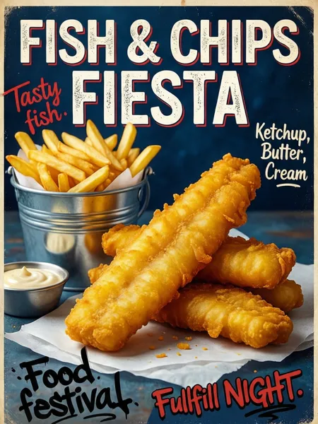 Fish & Chips Retro Food Poster