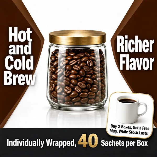 Premium Roasted Coffee Beans Glass Canister