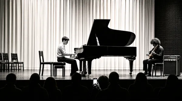 Monochrome Recital Stage at Night