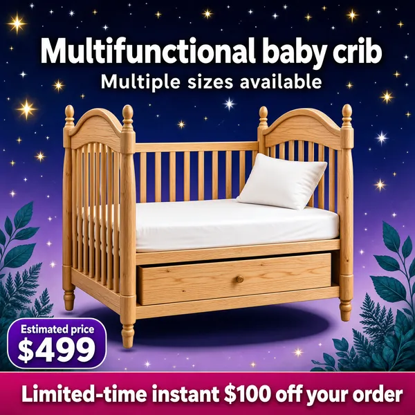 Multifunctional Baby Crib — Starry Night Edition