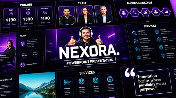 Purple Neon Presentation Contact Sheet Cover