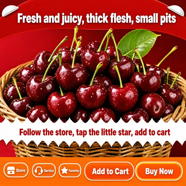 Fresh Cherries Wicker Basket Product Shot