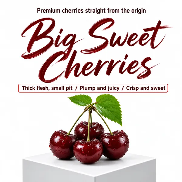 Premium Fresh Cherries Product Ad