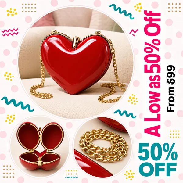 Heart-Shaped Crossbody Bag Sale Collage