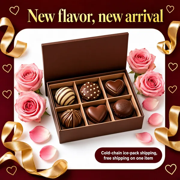 Romantic Chocolate Praline Gift Box with Roses