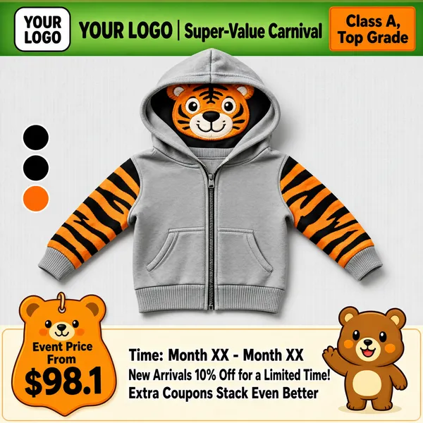 Kids Tiger Hoodie Product Display
