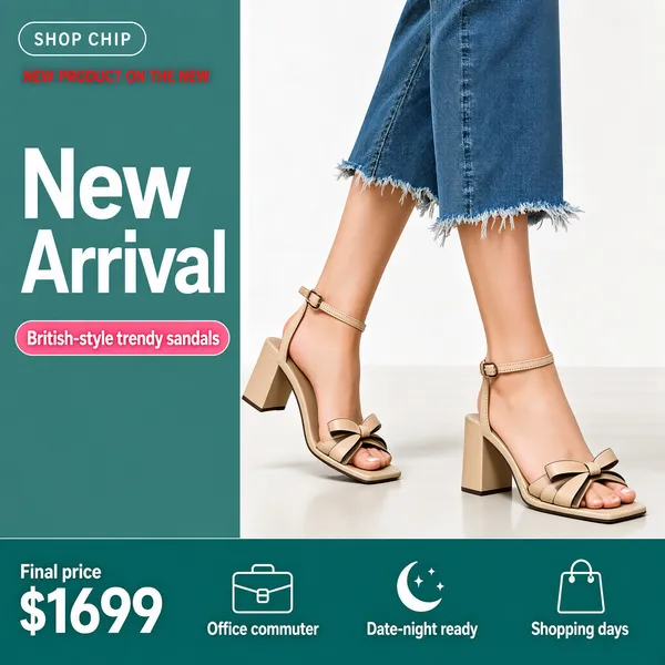 British-Style Trendy Block Heel Sandals
