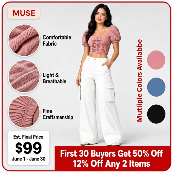Dusty Pink Crop Top & Cargo Pants Sale