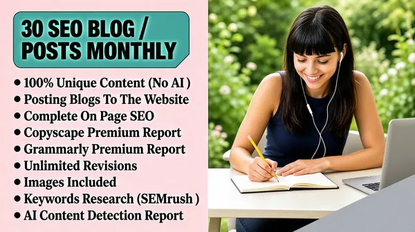 SEO Blog Posts Monthly Service Gig Cover