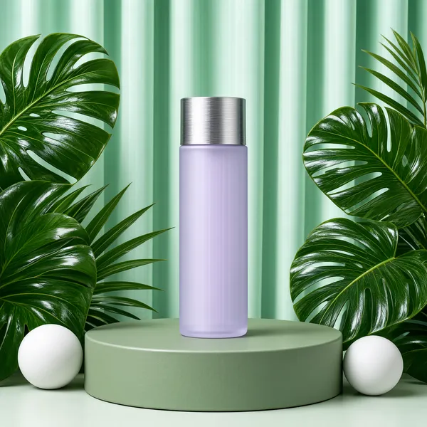 Lavender Toner Bottle on Botanical Stage