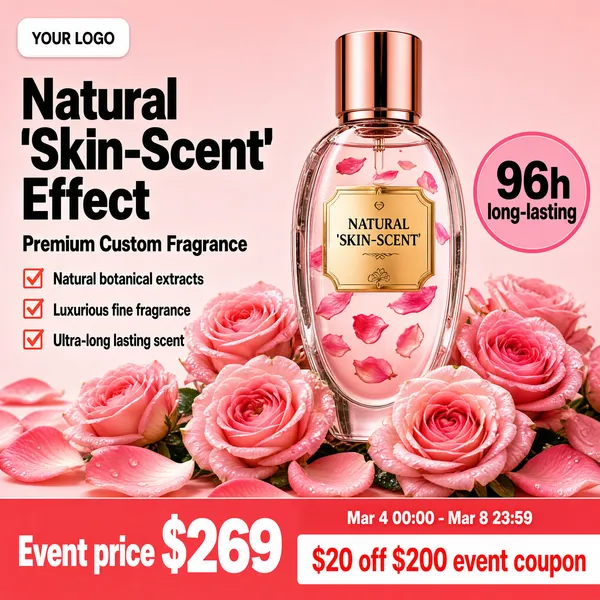 Rose Petal Perfume E-Commerce Product Poster