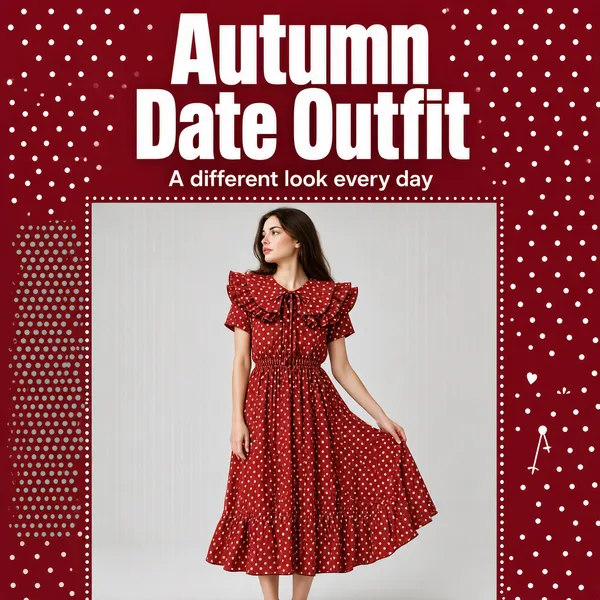 Autumn Date Outfit Polka Dot Fashion