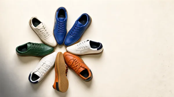Seven Sneakers in Radial Pinwheel Layout