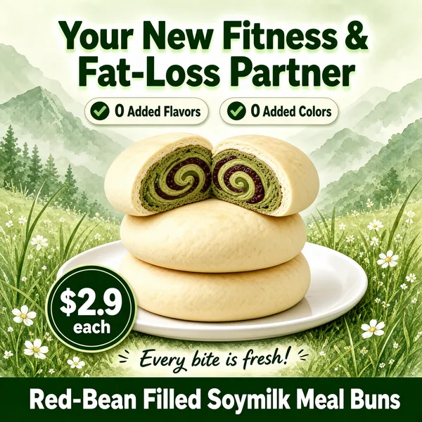 Matcha Red-Bean Meal Buns for Healthy Living