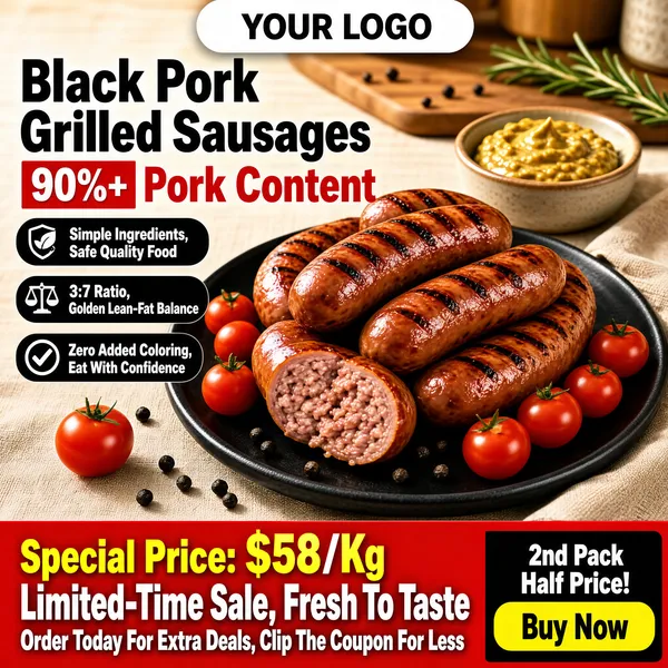 Black Pork Grilled Sausages Special Sale