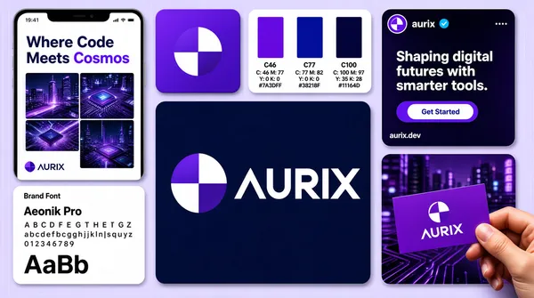 Electric Violet Tech Brand Style Guide Board