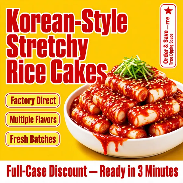 Korean-Style Stretchy Rice Cakes Product Ad