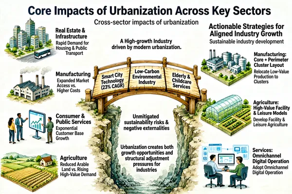 Urbanization Impacts Across Key Sectors Infographic