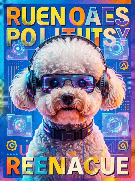Cyberpunk Bichon Frise Poster