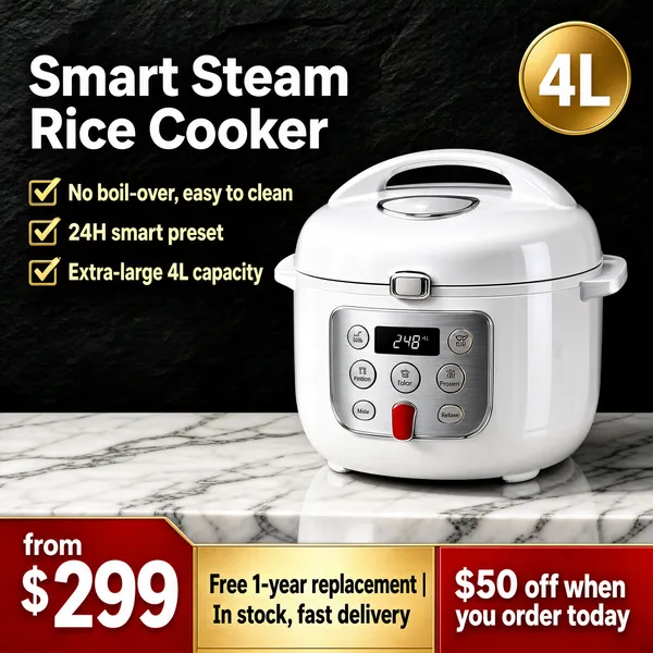 Smart Steam Rice Cooker Premium Product Shot