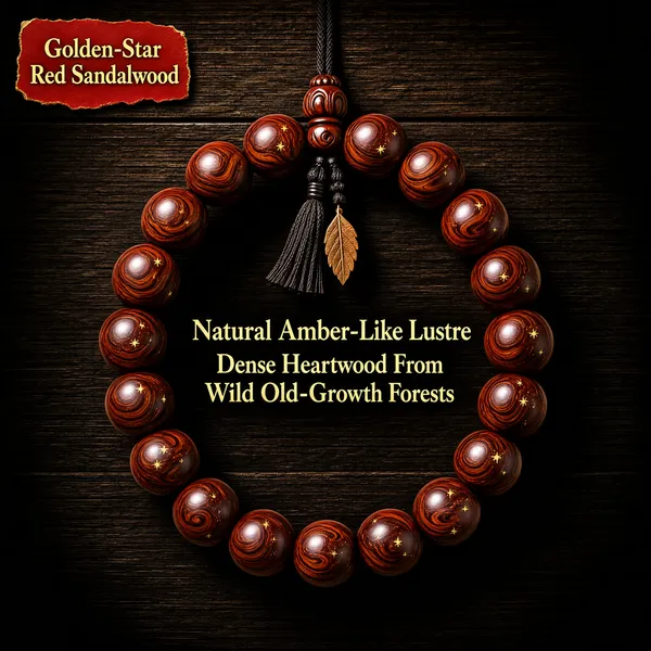 Golden-Star Red Sandalwood Bracelet