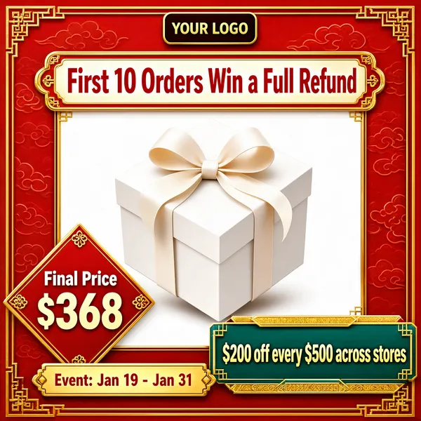 New Year Festive Sale Gift Box Banner