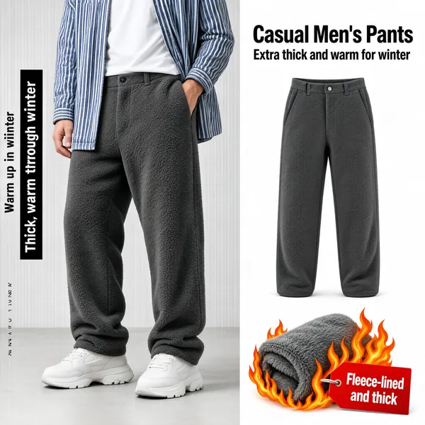 Winter Fleece-Lined Men's Pants