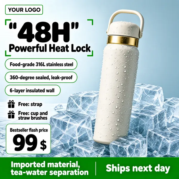 48H Insulated Thermos Bottle on Ice