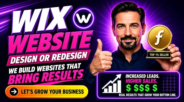 Neon Wix Website Design Fiverr Gig Banner