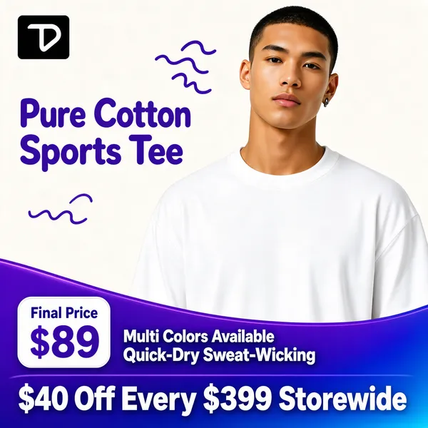 Pure Cotton Sports Tee Product Shot