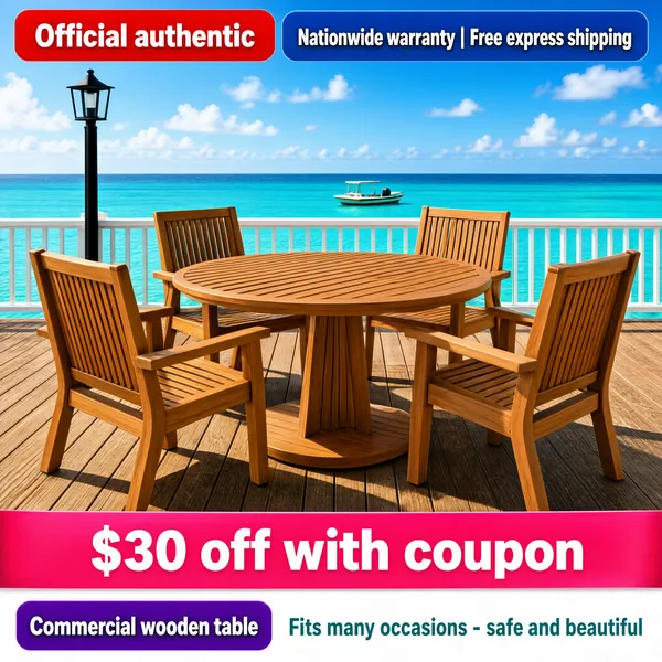 Teak Outdoor Dining Set by the Sea