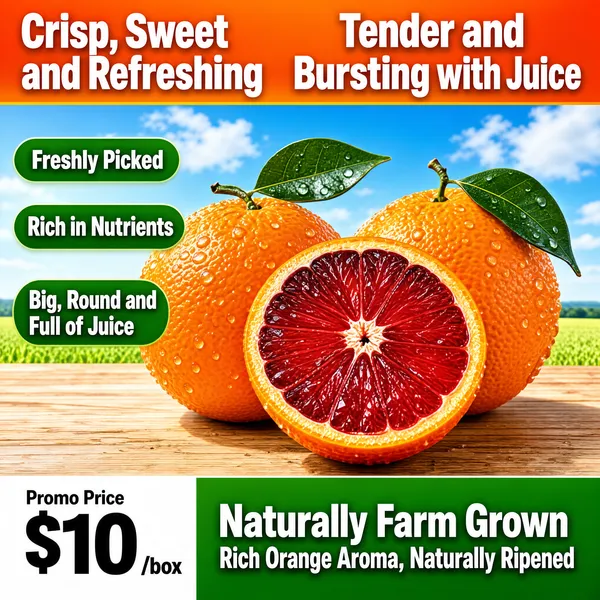 Fresh Blood Oranges Farm-Grown Juicy Citrus