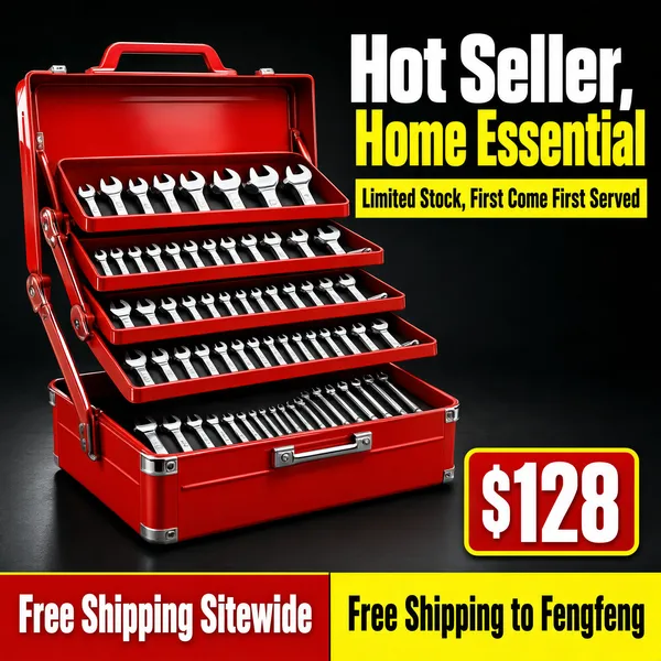 Red Cantilever Toolbox Wrench Set Sale
