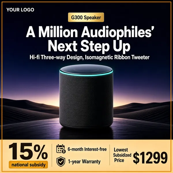 Premium Cylindrical Smart Speaker at Twilight