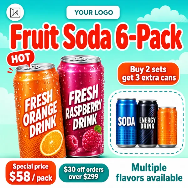 Fruit Soda 6-Pack Summer Beverage Ad